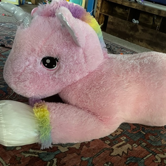 Goffa Jumbo 48” pink/rainbow unicorn plush. Like new - Picture 2 of 8